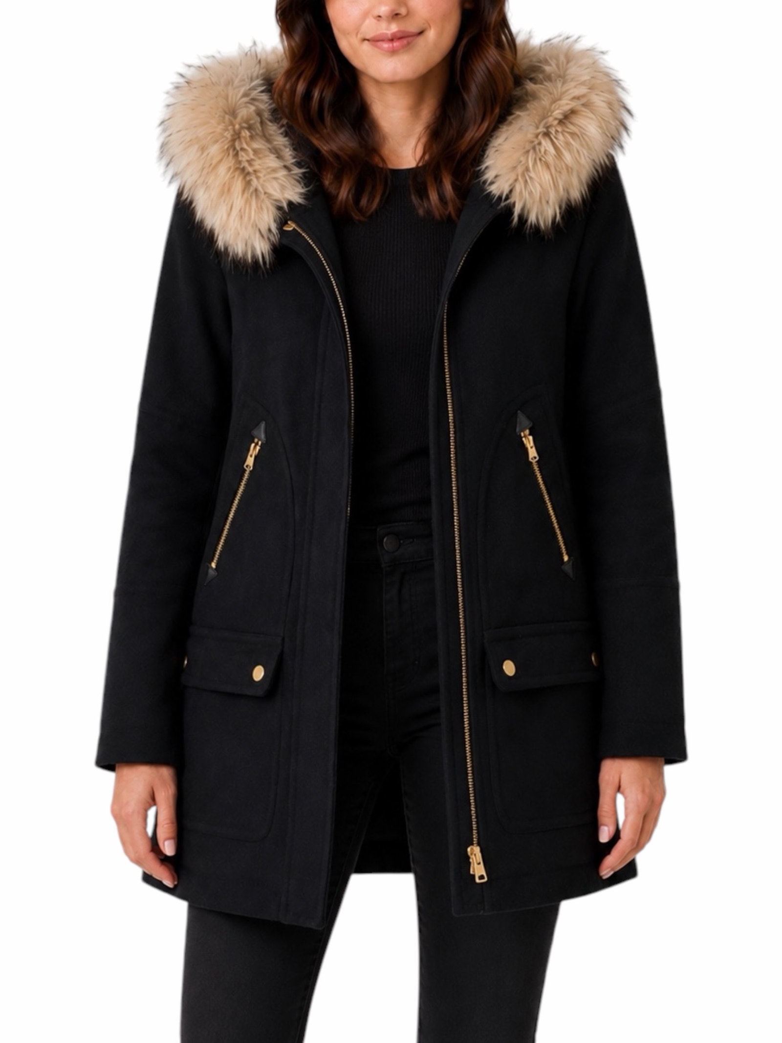 J. Crew Italian Stadium Cloth Wool Chateau Parka Coat Black Size 2